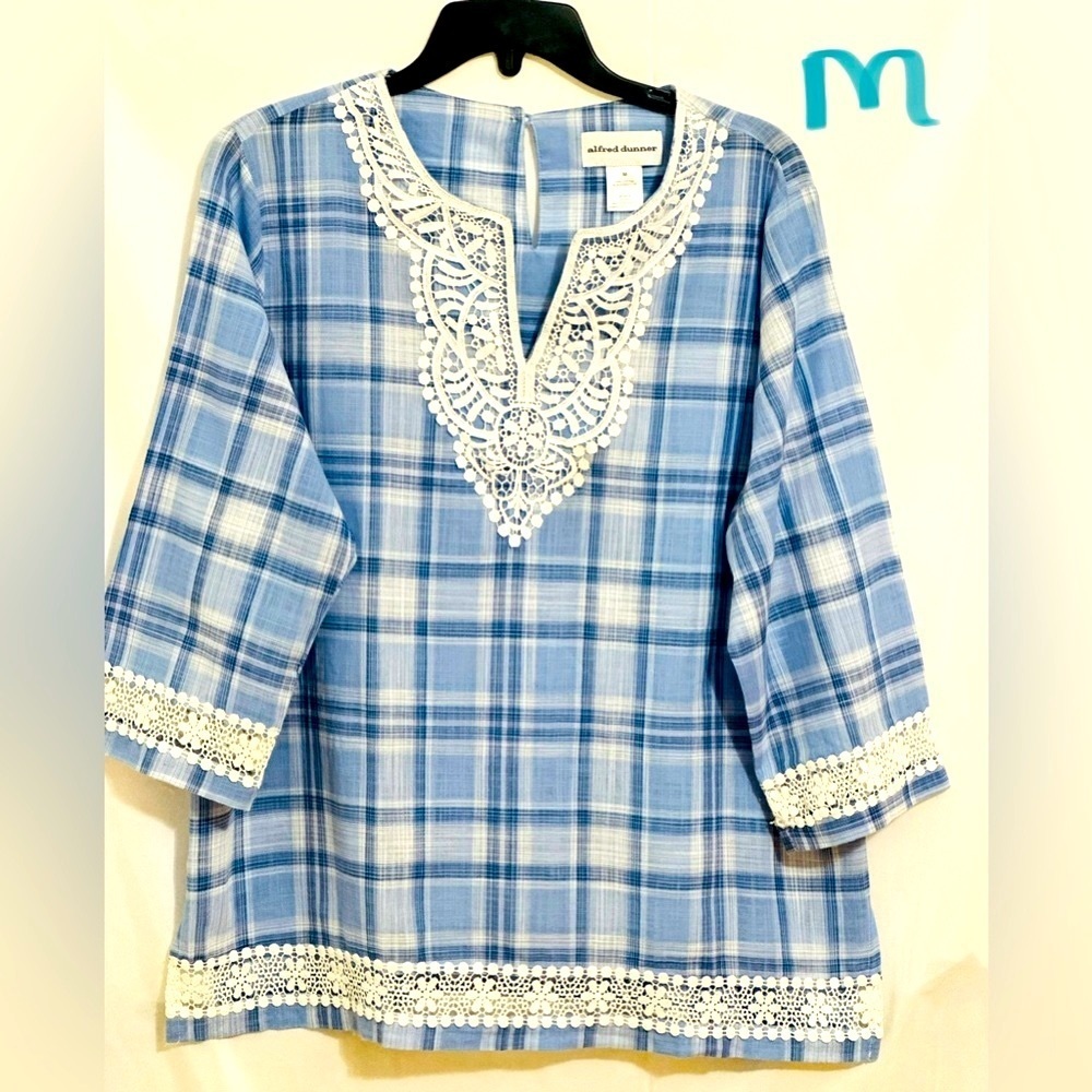LADIES BLUE & WHITE COTTON TOP